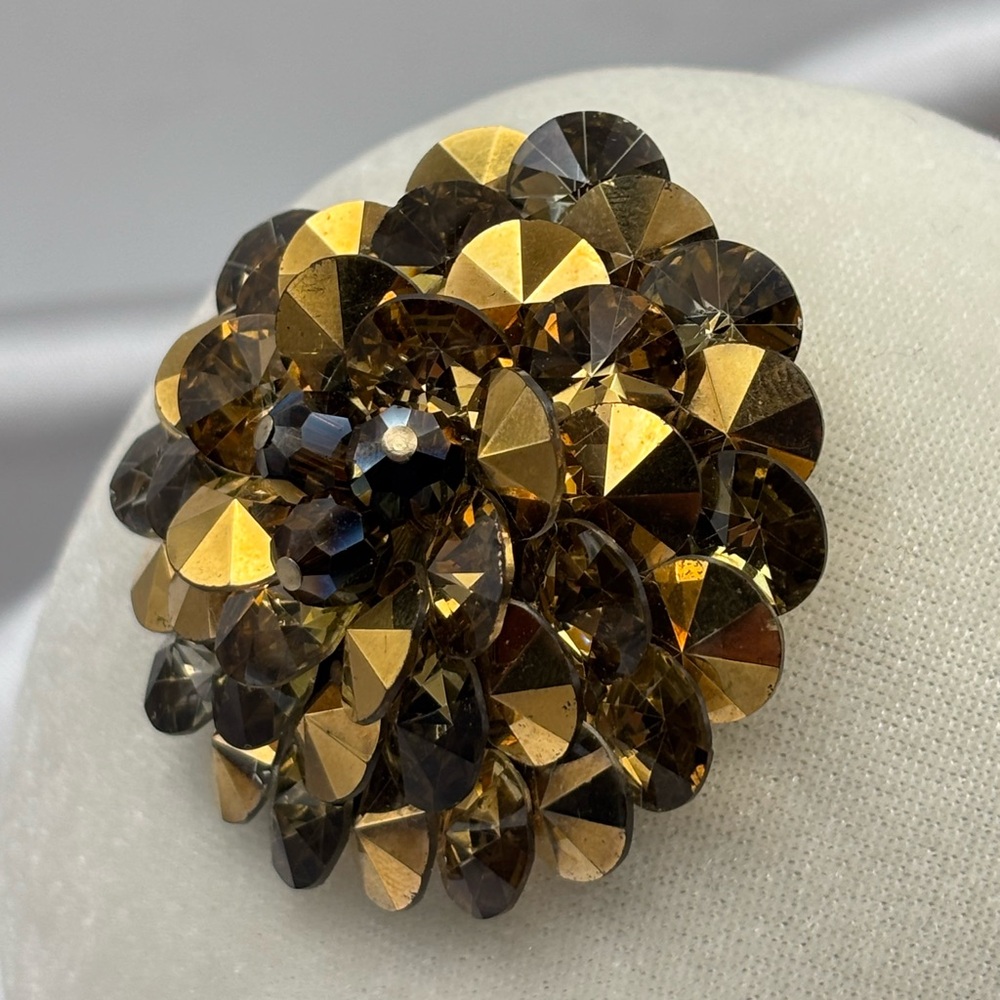 RARE Vintage SHERMAN Brooch Smoked Topaz Payette Crystals